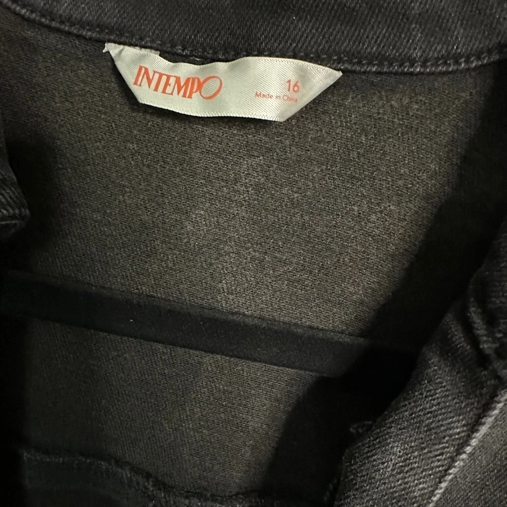 Women’s Intempo Black Washed Belted Denim Jumpsuit Size 16 NWT - Picture 8 of 14